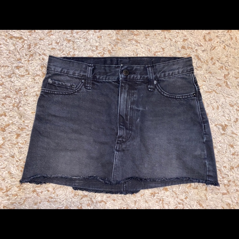 Free People Rugged A-Line Washed Black Jean Skirt